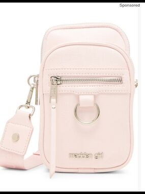 Madden Girl Light Pink Crossbody Phone Pouch with Ring Detail NWOT